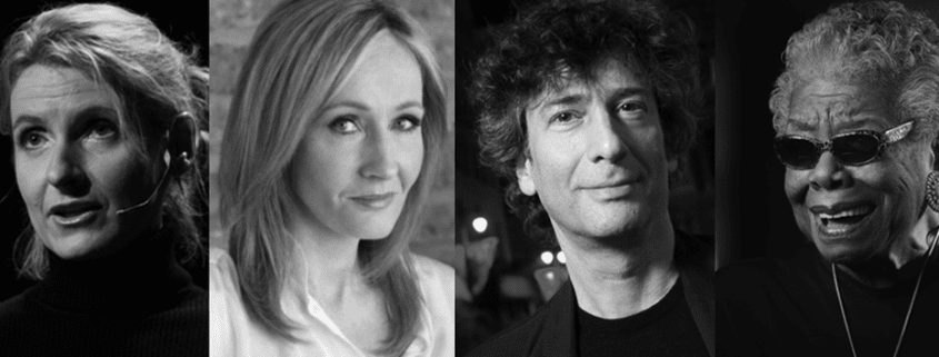 best-selling-authors-JK Rowling, Elizabeth Gilbert, Neil Gaiman, Maya Angelou