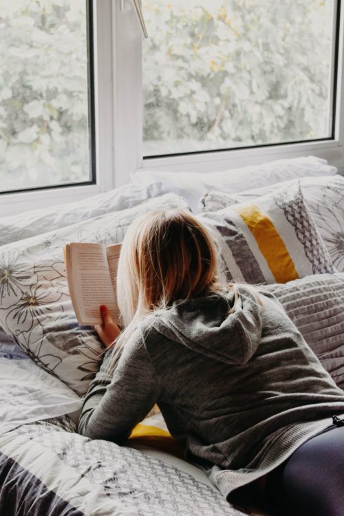 woman reading a book